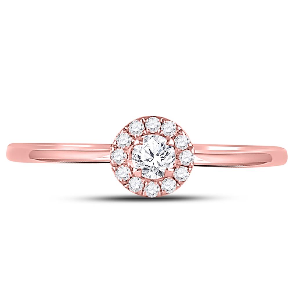 10k Rose Gold Round Diamond Solitaire Stackable Band Ring 1/5 Cttw