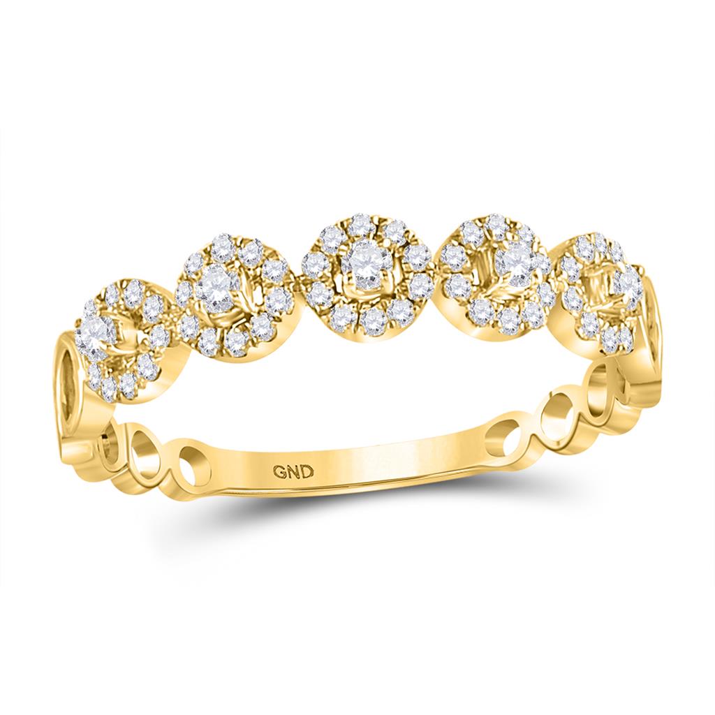 10k Yellow Gold Round Diamond Stackable Band Ring 1/3 Cttw