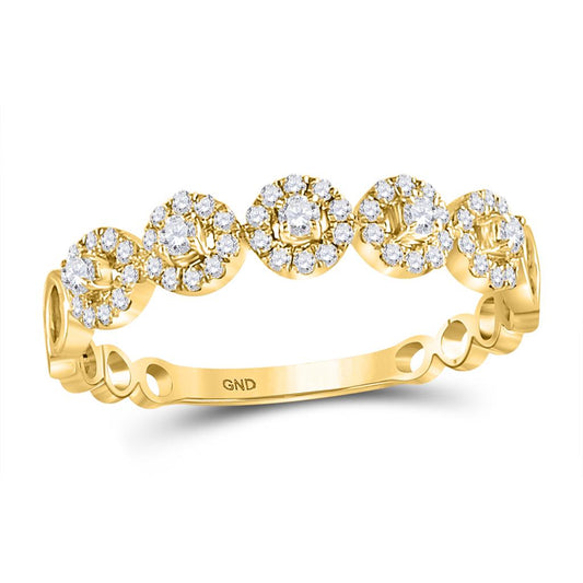 10k Yellow Gold Round Diamond Stackable Band Ring 1/3 Cttw