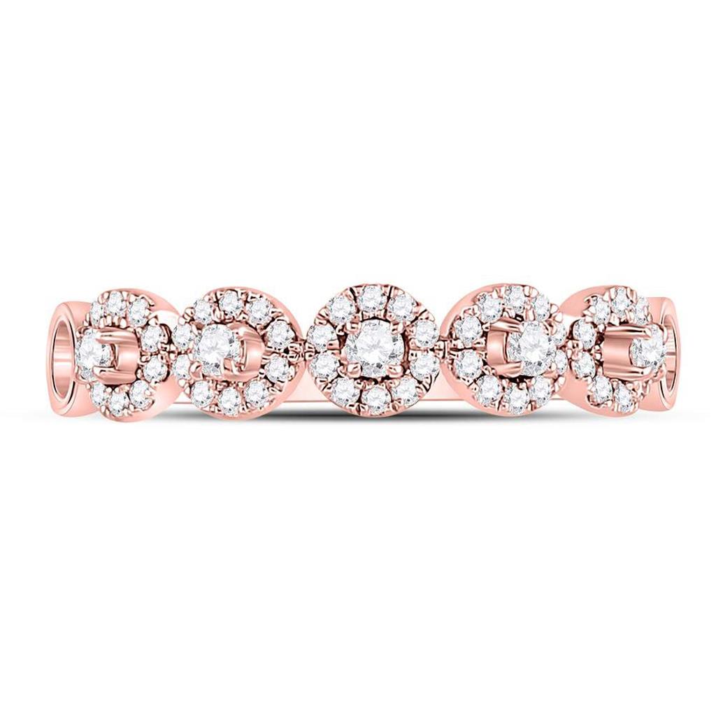 10k Rose Gold Round Diamond Halo Stackable Band Ring 1/3 Cttw