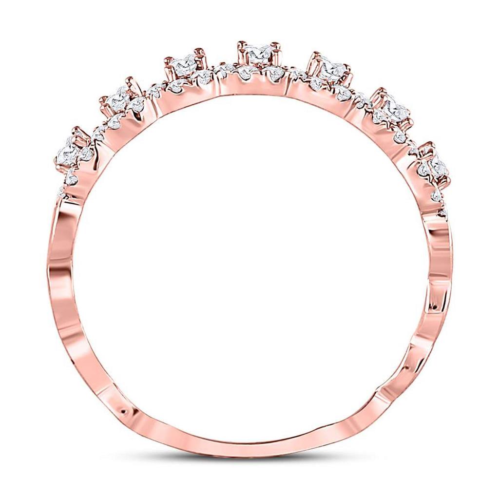 10k Rose Gold Round Diamond Stackable Band Ring 1/3 Cttw