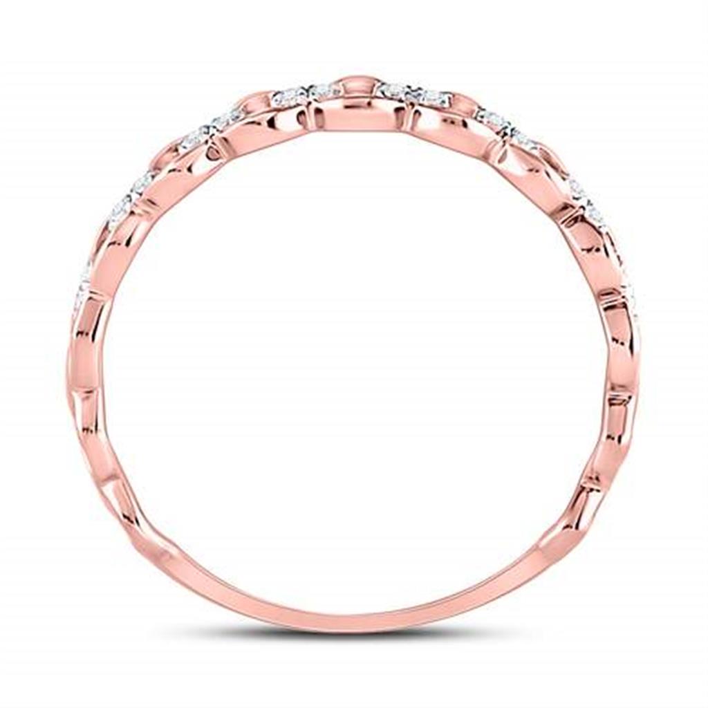 10kt Rose Gold Round Diamond Link Stackable Band Ring 1/8 Cttw