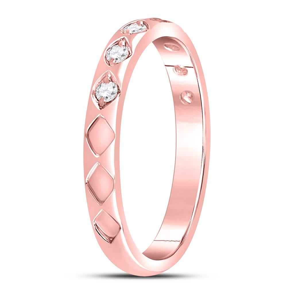 10k Rose Gold Round Diamond Flush Diamond Shape Stackable Band Ring 1/5 Cttw