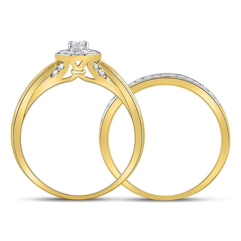 14k Yellow Gold Round Diamond Bridal Wedding Ring Set 1/2 Cttw