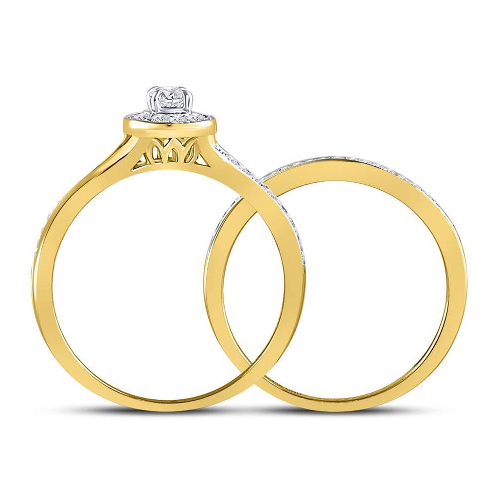 14k Yellow Gold Round Diamond Bridal Wedding Ring Set 1/2 Cttw