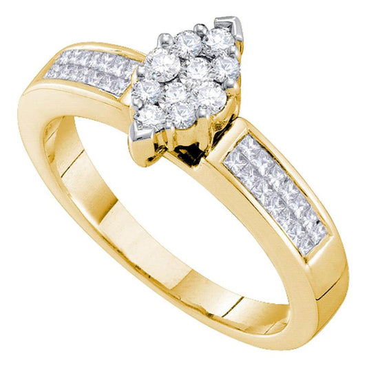 14k Yellow Gold Diamond Bridal Engagement Ring 1/2 Cttw