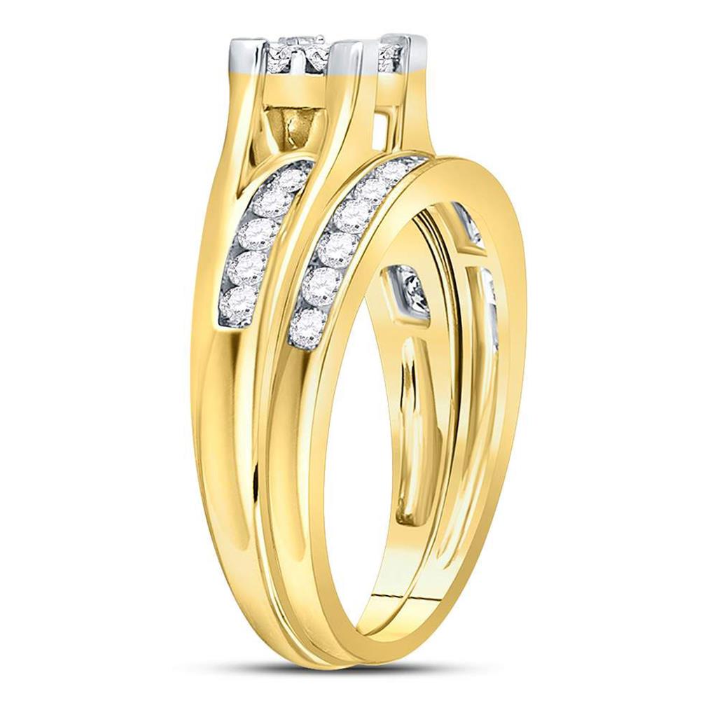 10k Yellow Gold Princess Diamond Bridal Wedding Ring Set 1 Cttw