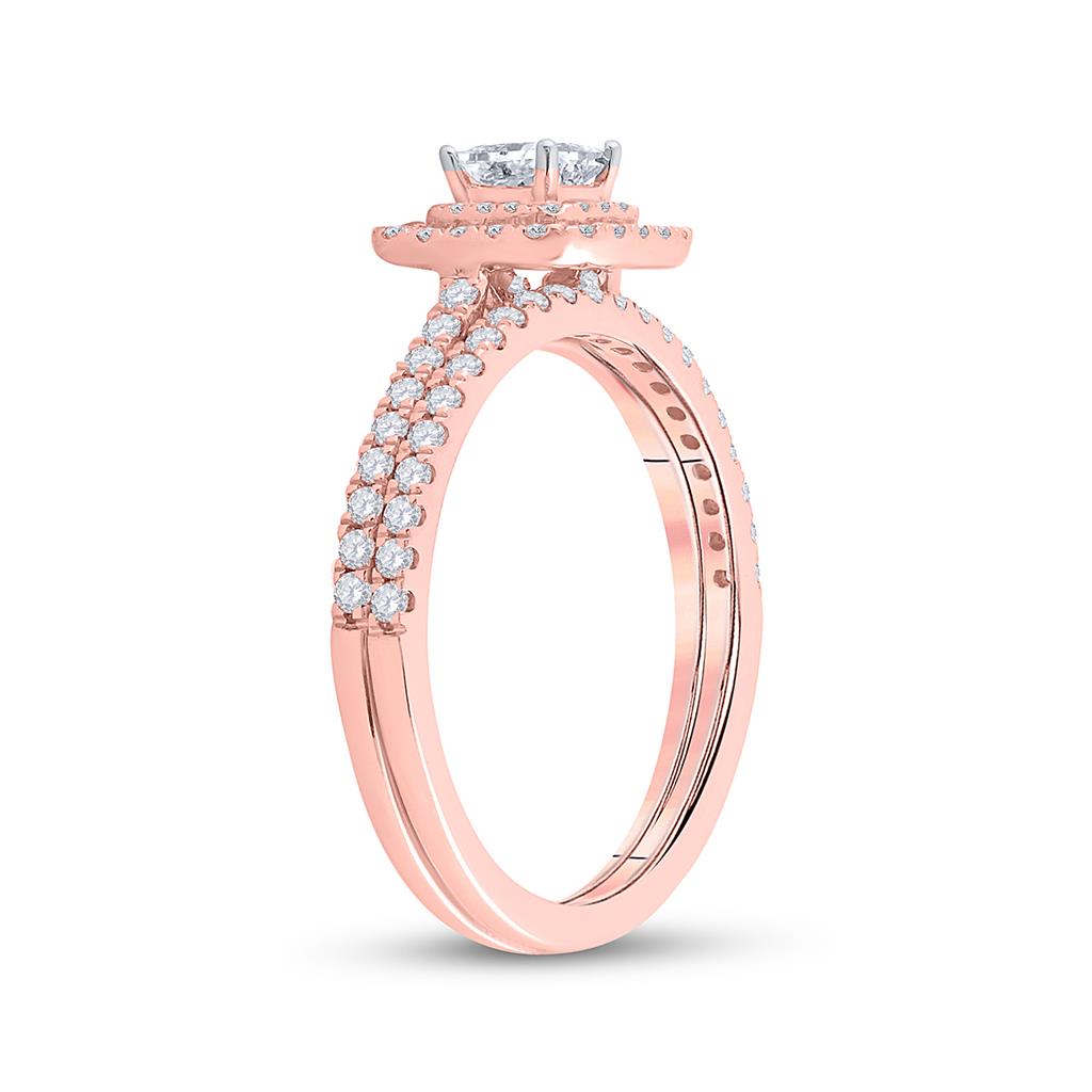 10k Rose Gold Princess Diamond Bridal Wedding Ring Set 3/4 Cttw (Certified)