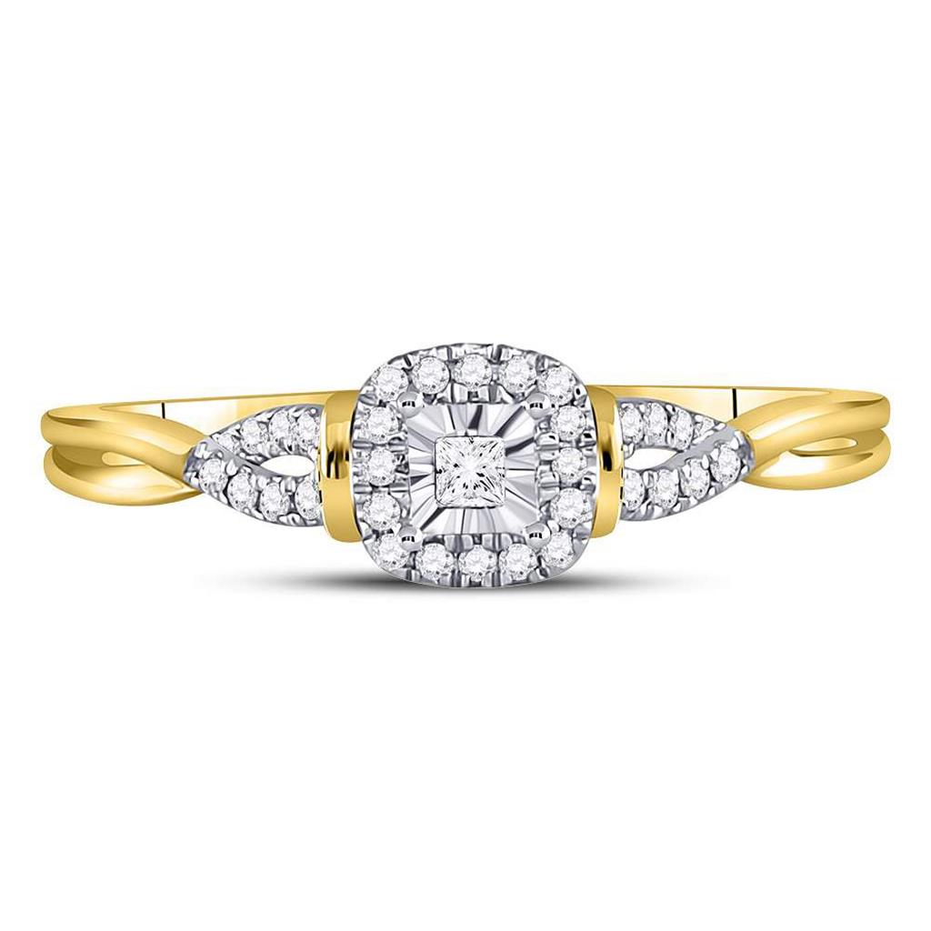 14k Yellow Gold Princess Diamond Solitaire Bridal Engagement Ring 1/10 Cttw