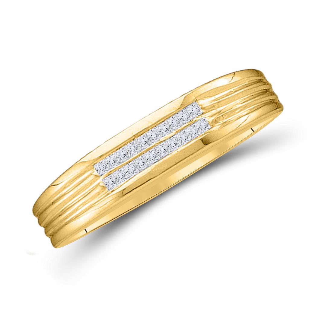 10k Yellow Gold Princess Diamond Band Ring 1/6 Cttw