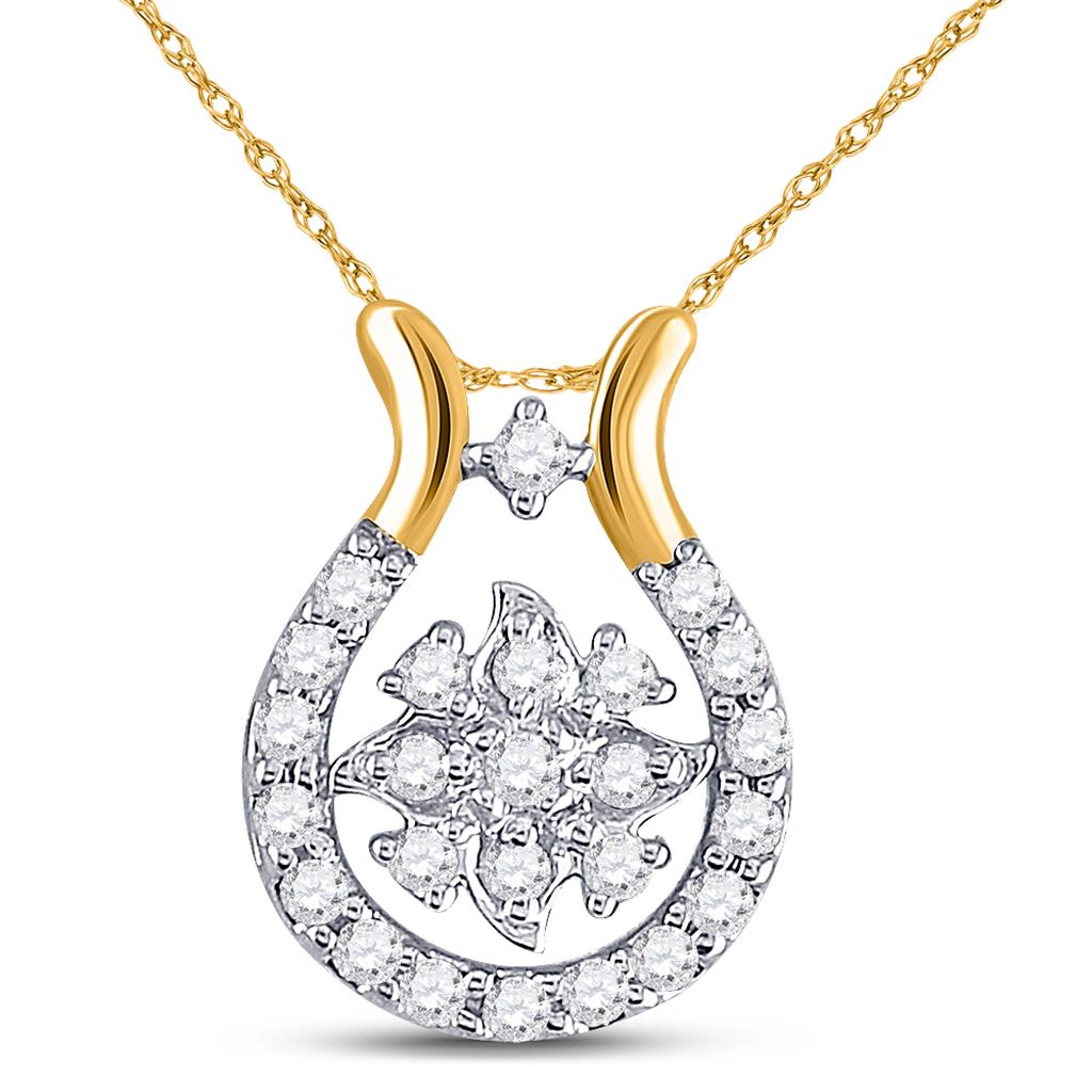 10k Yellow Gold Round Diamond Cluster Pendant 1/8 Cttw