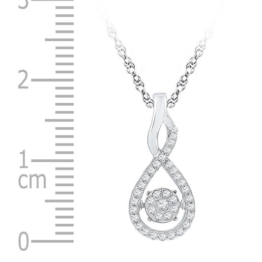 14k White Gold Round Diamond Moving Cluster Pendant 1/5 Cttw