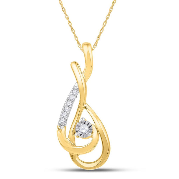 10k Yellow Gold Round Diamond Fashion Pendant 1/10 Cttw – Goldia.com