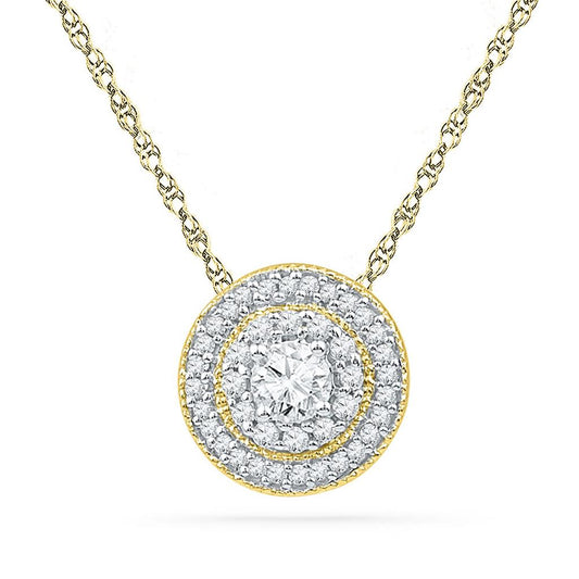 10k Yellow Gold Round Diamond Solitaire Pendant 1/2 Cttw