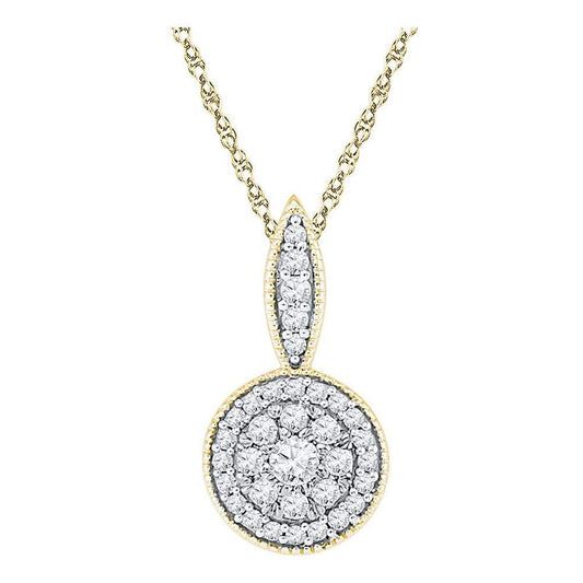 10k Yellow Gold Round Diamond Cluster Pendant 1/3 Cttw