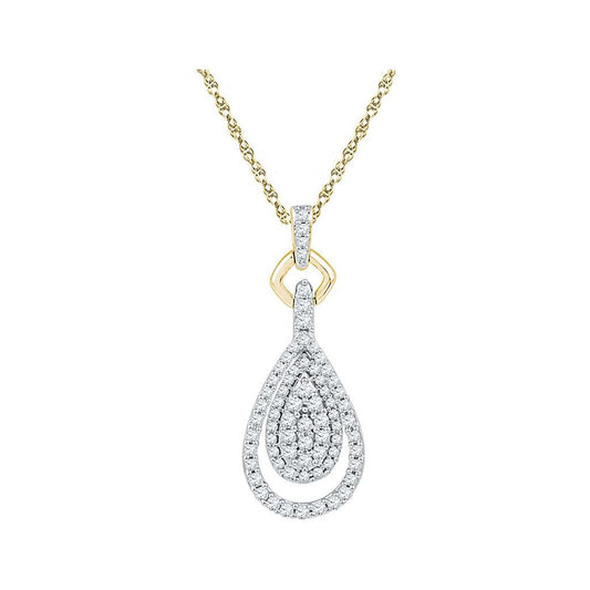 10k Yellow Gold Round Diamond Teardrop Pendant 1/2 Cttw