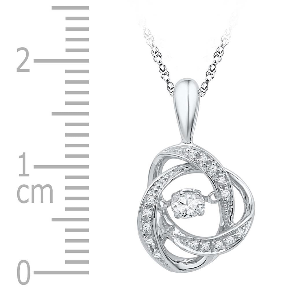 14k White Gold Round Diamond Moving Twinkle Solitaire Pendant 1/6 Cttw