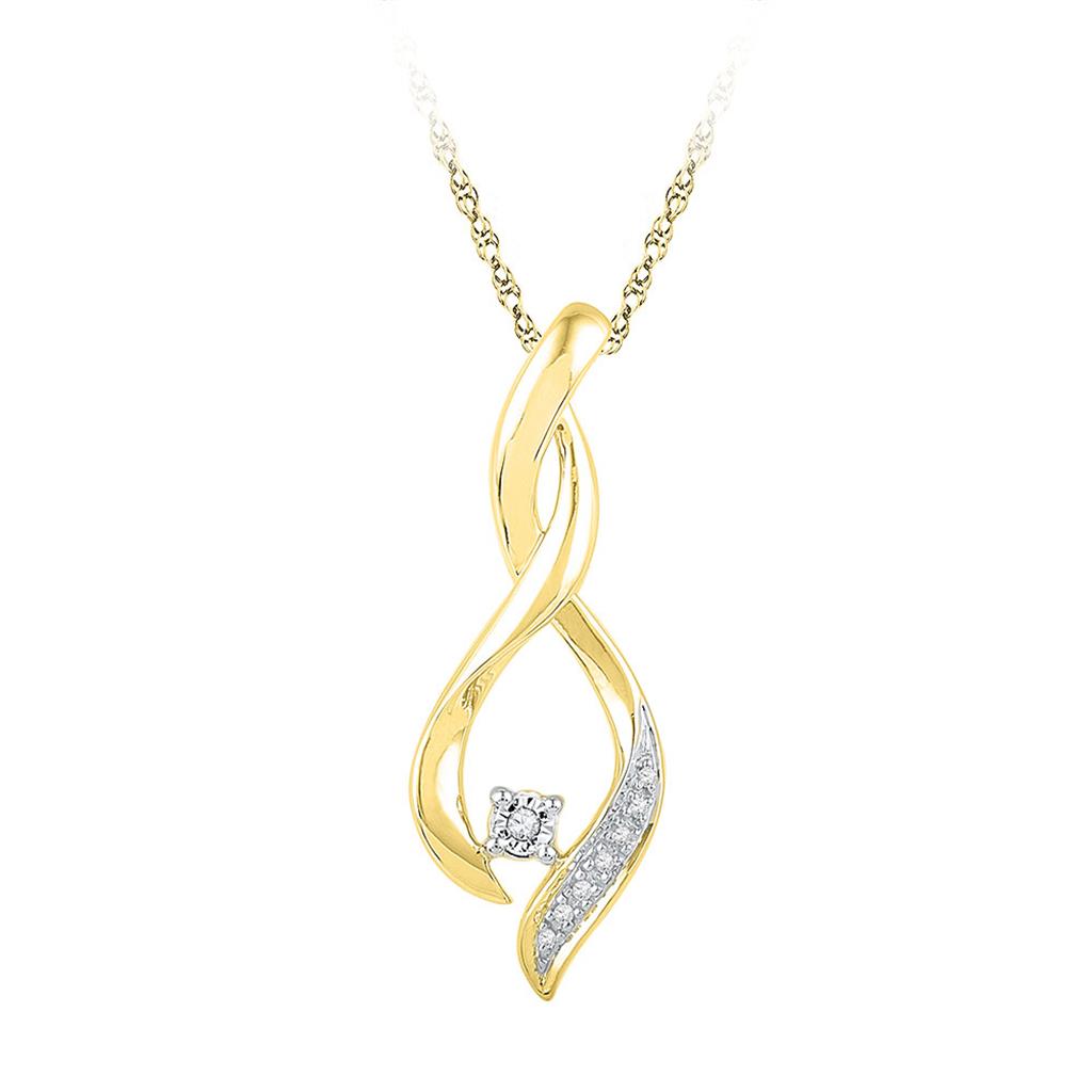 10k Yellow Gold Round Diamond Teardrop Fashion Pendant 1/20 Cttw