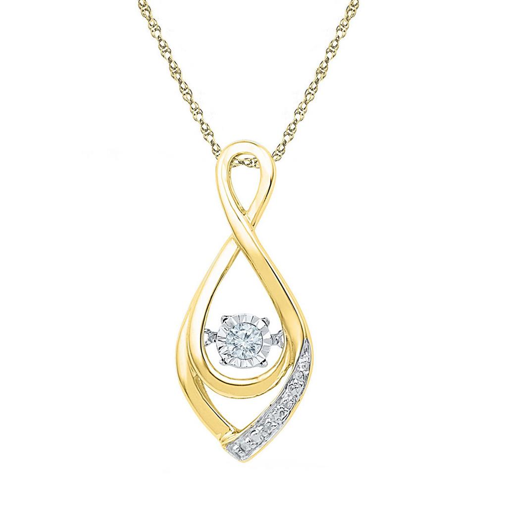 10k Yellow Gold Round Diamond Twinkle Solitaire Teardrop Pendant 1/20 Cttw