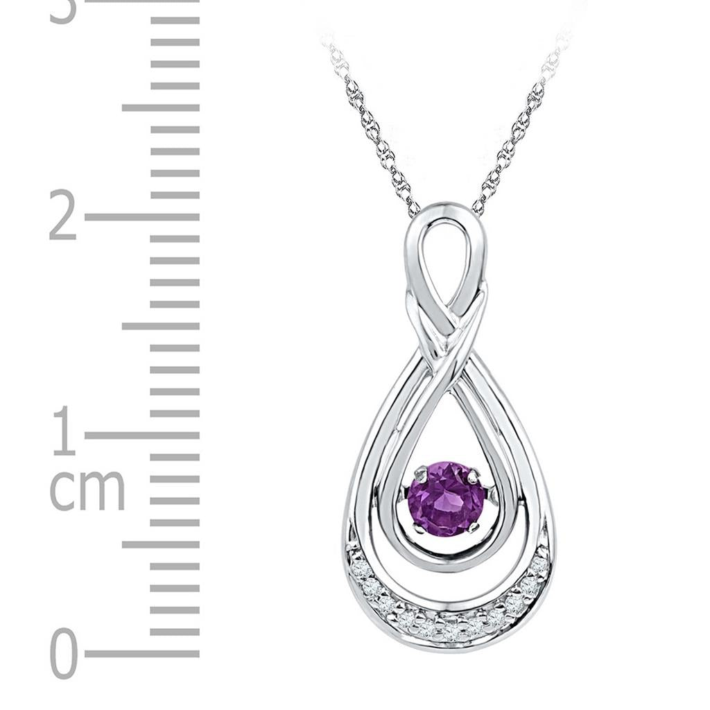 10k Two-tone Gold Round Created Amethyst Teardrop Pendant 1/4 Cttw