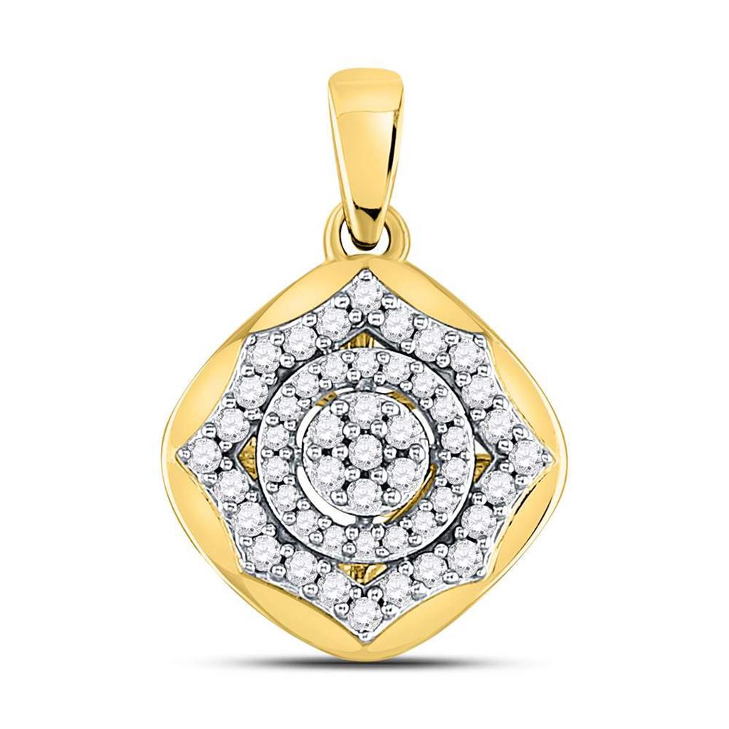 10k Yellow Gold Round Diamond Cluster Pendant 1/5 Cttw