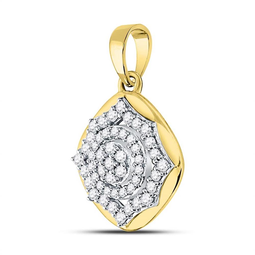 10k Yellow Gold Round Diamond Cluster Pendant 1/5 Cttw