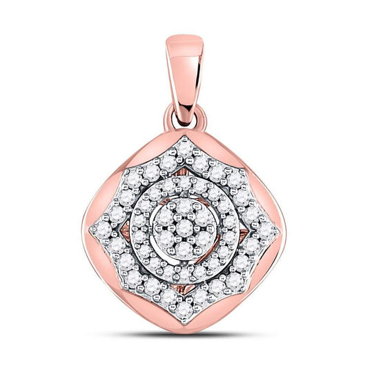 10k Rose Gold Round Diamond Cluster Pendant 1/5 Cttw