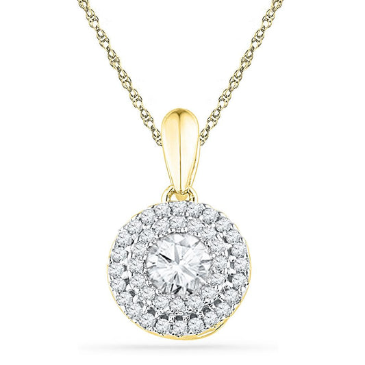 10k Yellow Gold Round Diamond Solitaire Pendant 1/2 Cttw