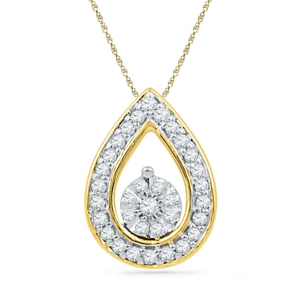 10k Yellow Gold Round Diamond Teardrop Pendant 1/8 Cttw