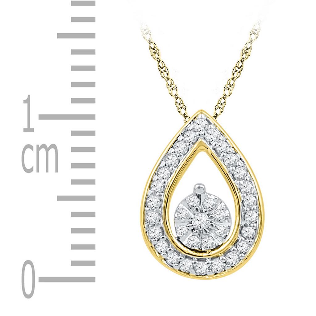 10k Yellow Gold Round Diamond Teardrop Pendant 1/8 Cttw