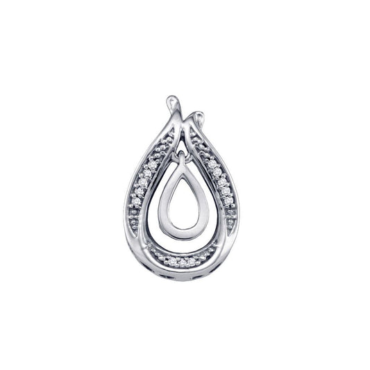 14k White Gold Round Diamond Teardrop Pendant 1/20 Cttw