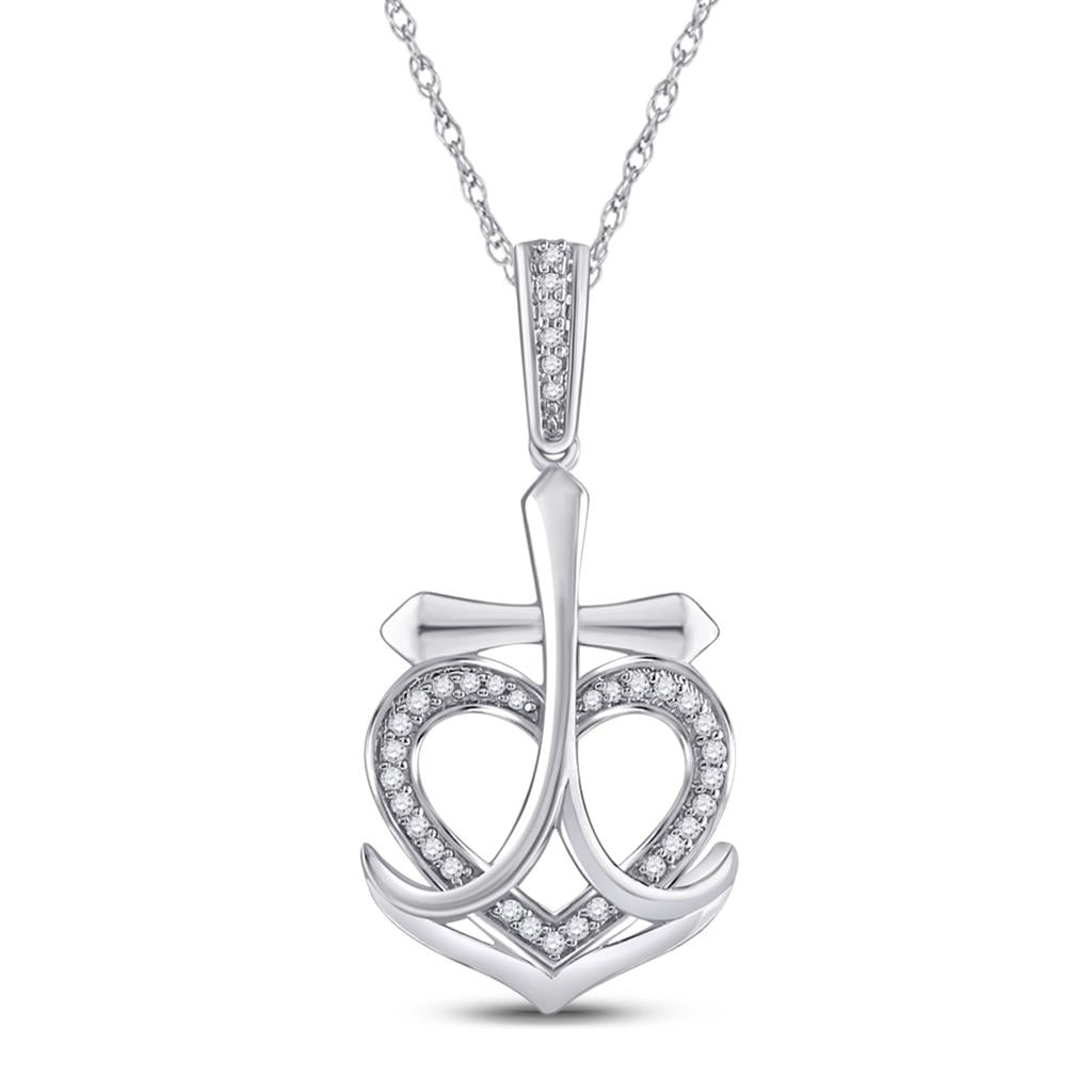 1/10CTW-Diamond HEART & CROSS PENDANT