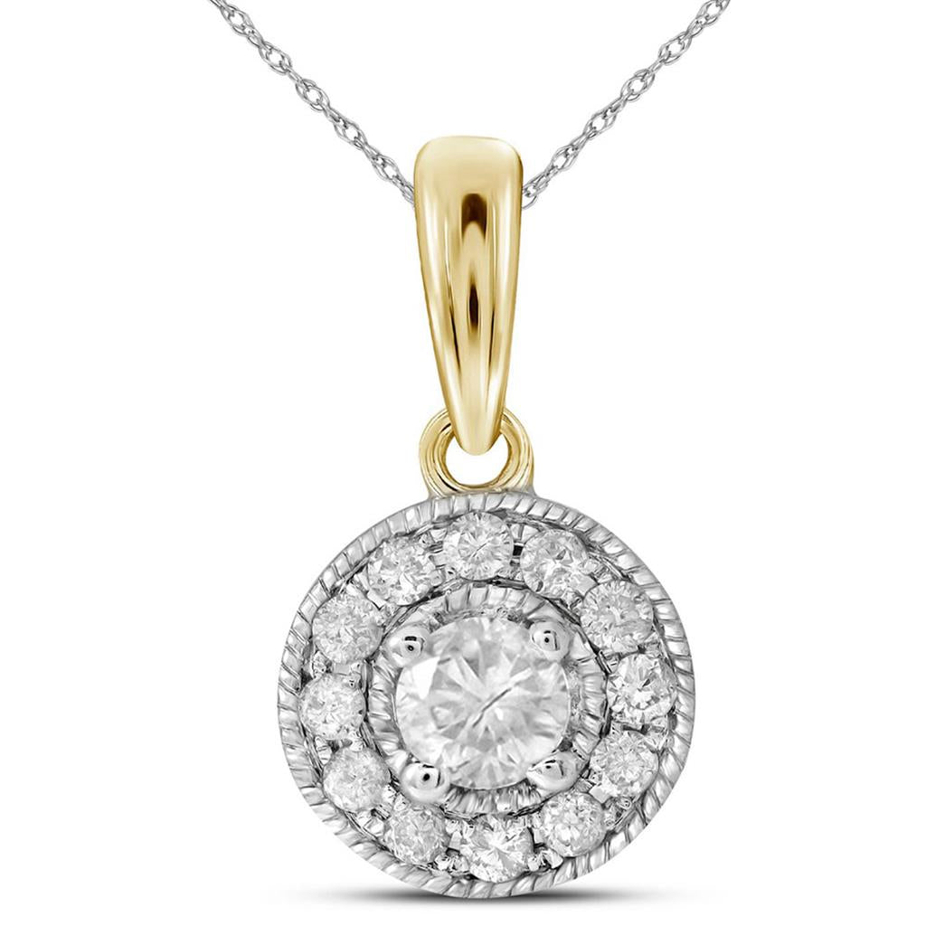 14k Yellow Gold Round Diamond Solitaire Pendant 1/4 Cttw