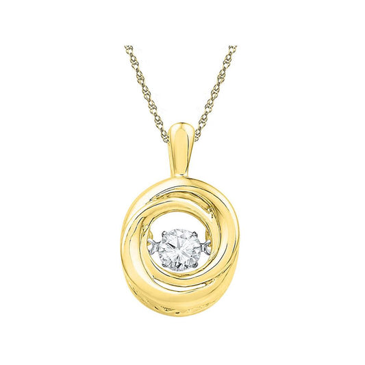 10k Yellow Gold Round Diamond Twinkle Moving Solitaire Pendant 1/4 Cttw