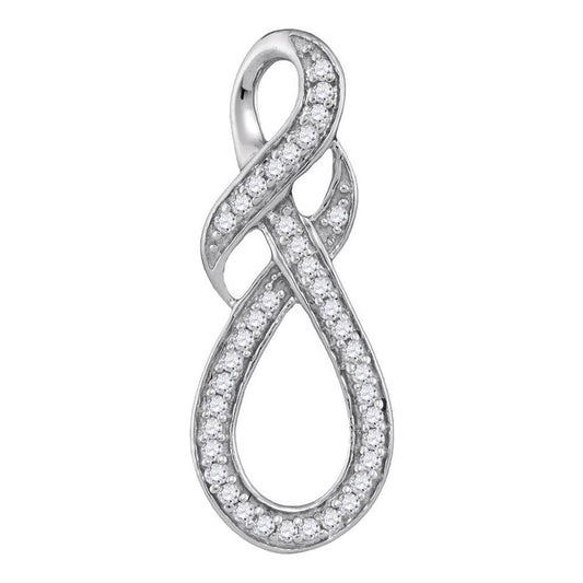 14k White Gold Round Diamond Wraparound Infinity Pendant 1/5 Cttw