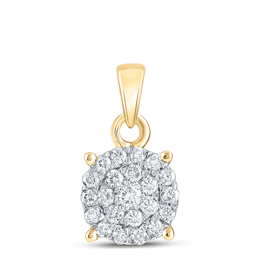 10k Yellow Gold Round Diamond Cluster Pendant 1/4 Cttw