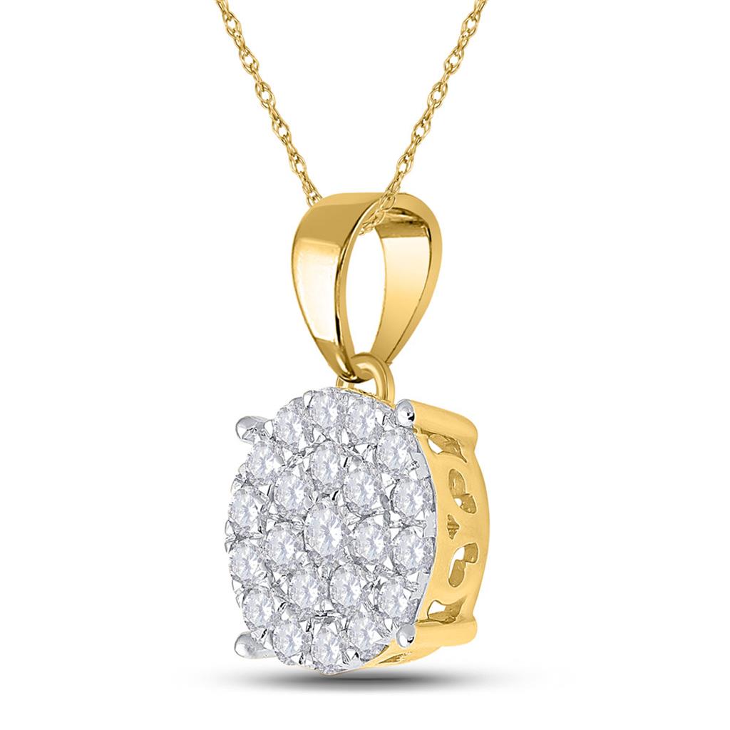 10k Yellow Gold Round Diamond Cluster Pendant 2 Cttw