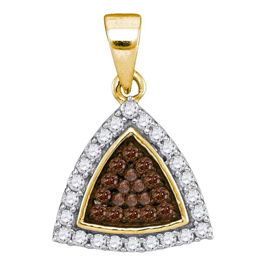 10k Yellow Gold Brown Diamond Triangle Cluster Pendant 1/3 Cttw