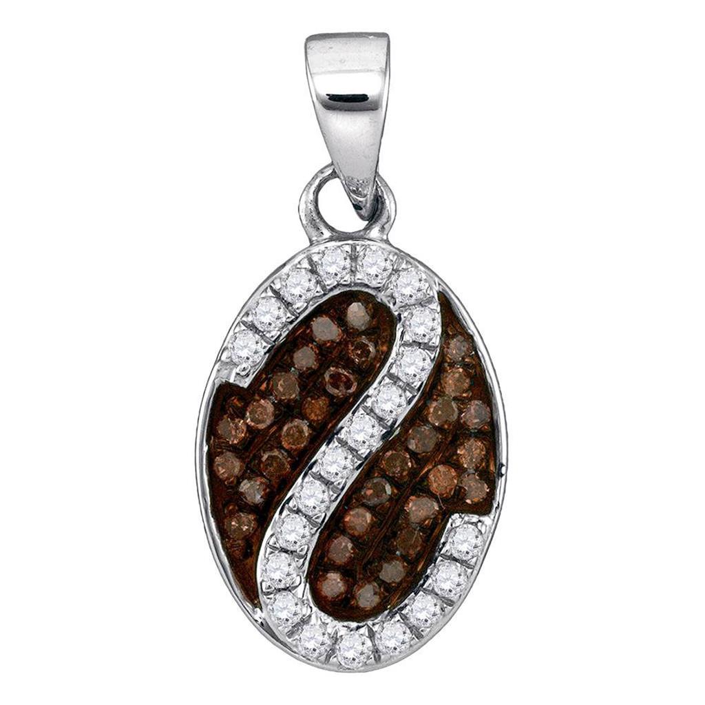 14k White Gold Brown Diamond Cluster Stripe Pendant 1/4 Cttw