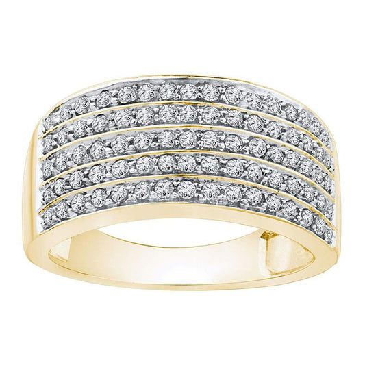 10k Yellow Gold Round Diamond Pave Band Ring 1/2 Cttw