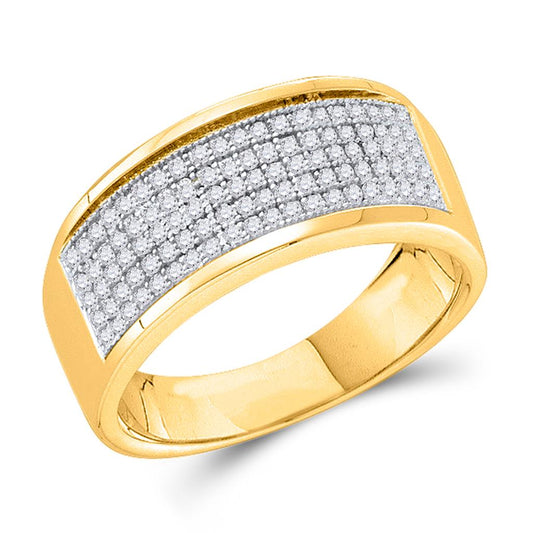 10k Yellow Gold Round Diamond Pave Band Ring 1/3 Cttw