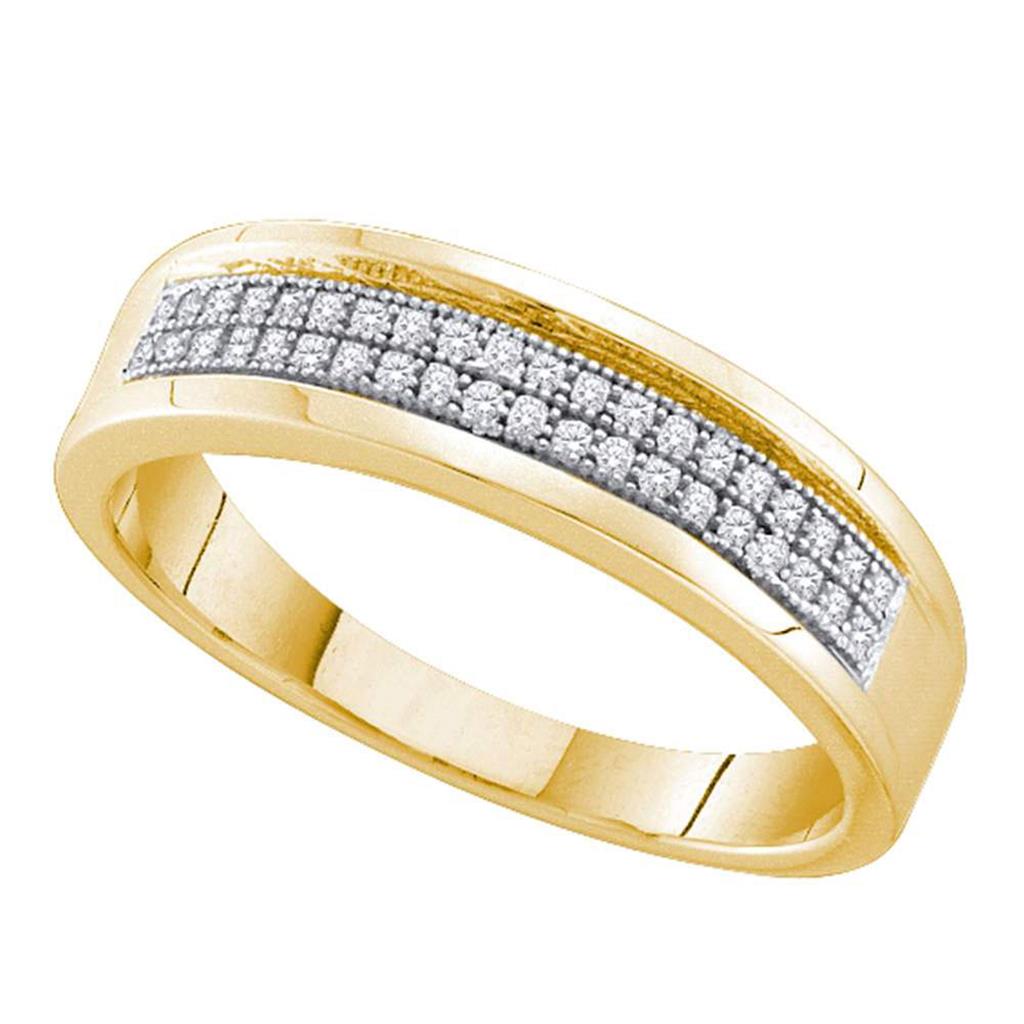 10k Yellow Gold Round Diamond Pave Band Ring 1/6 Cttw