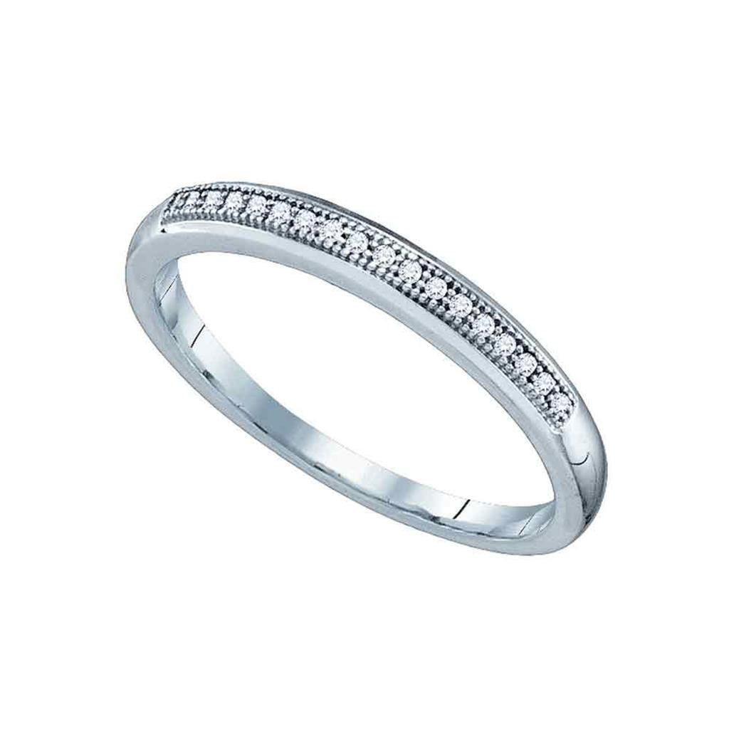 14k White Gold Round Diamond Bridal Wedding Anniversary Band 1/20 Cttw