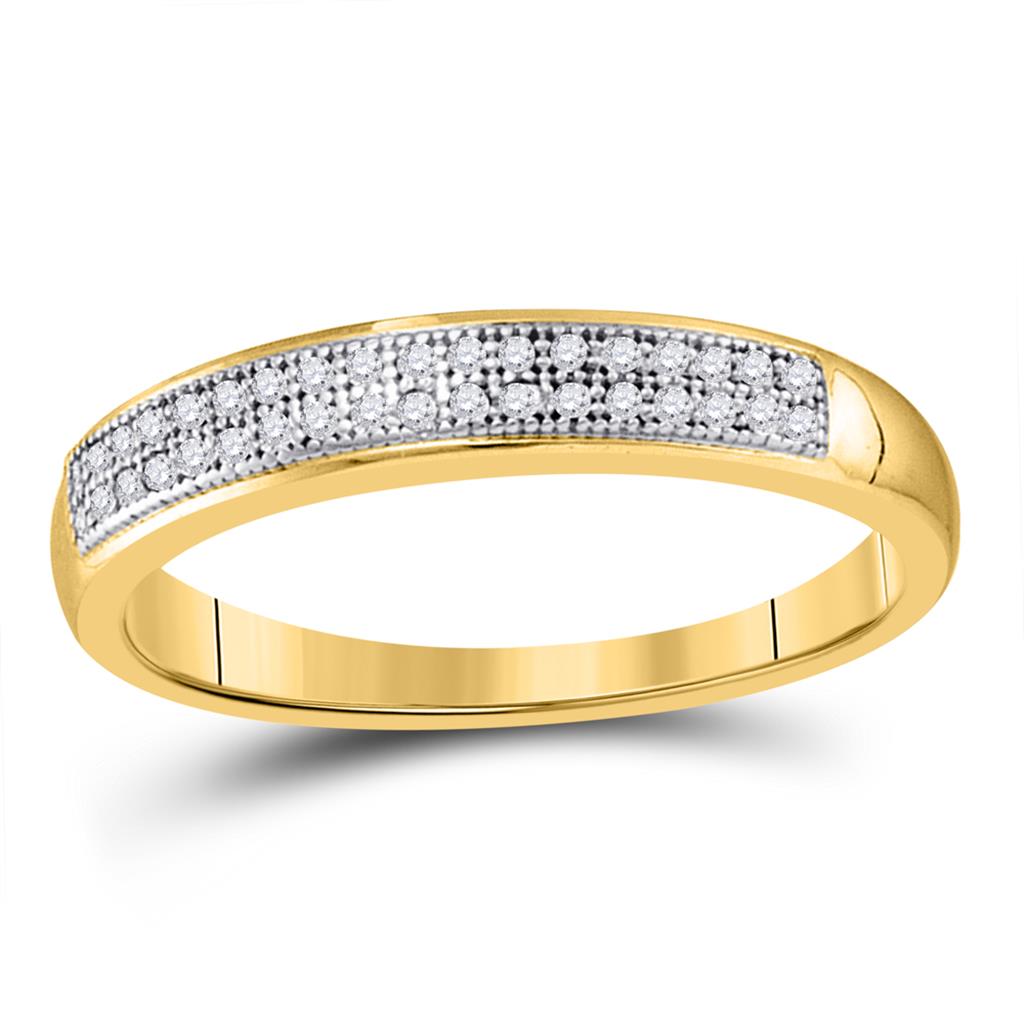 10k Yellow Gold Round Diamond Pave Band Ring 1/10 Cttw