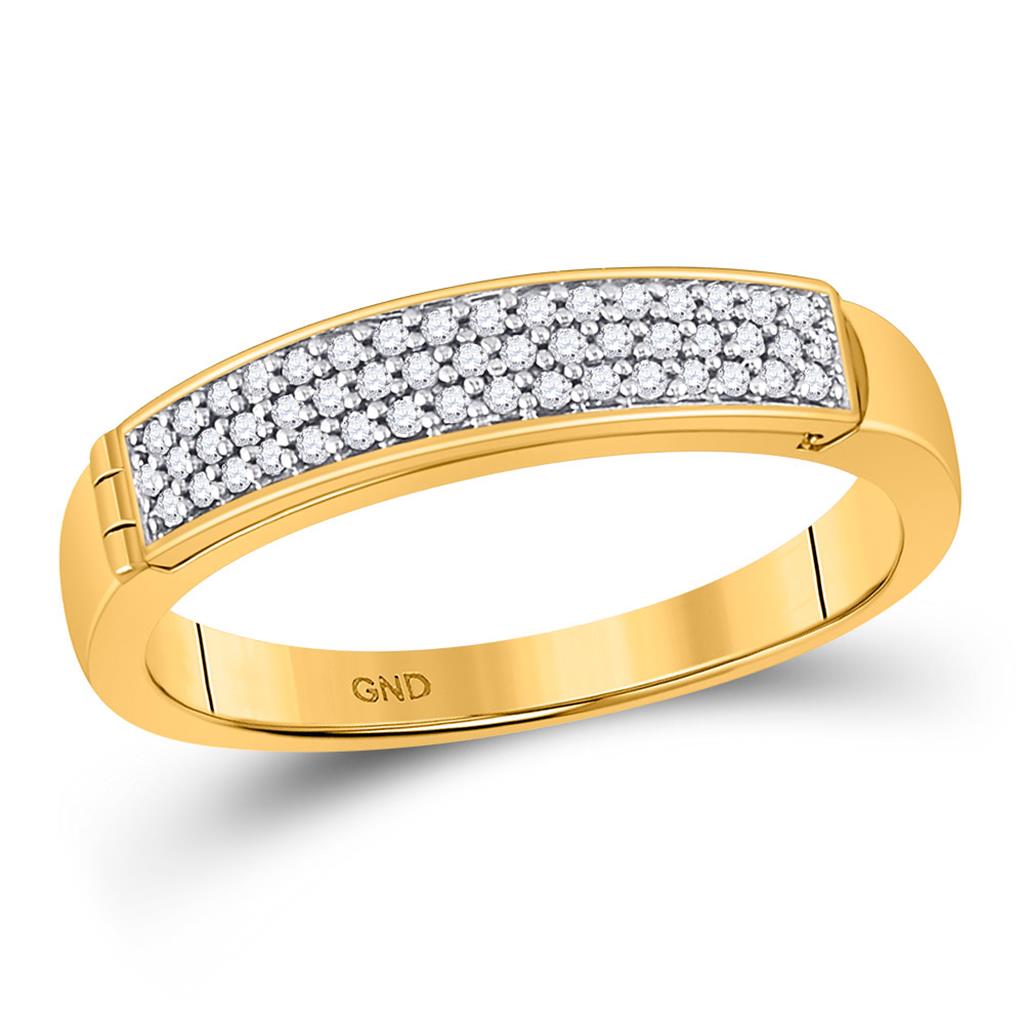 10k Yellow Gold Round Diamond Pave Band Ring 1/6 Cttw