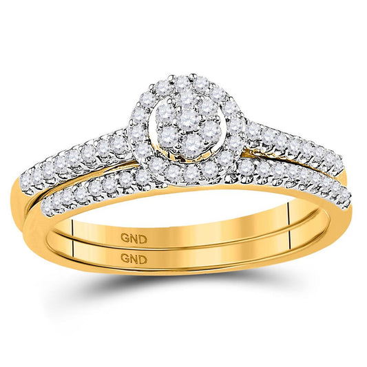 10k Yellow Gold Diamond Bridal Wedding Ring Set 1/3 Cttw