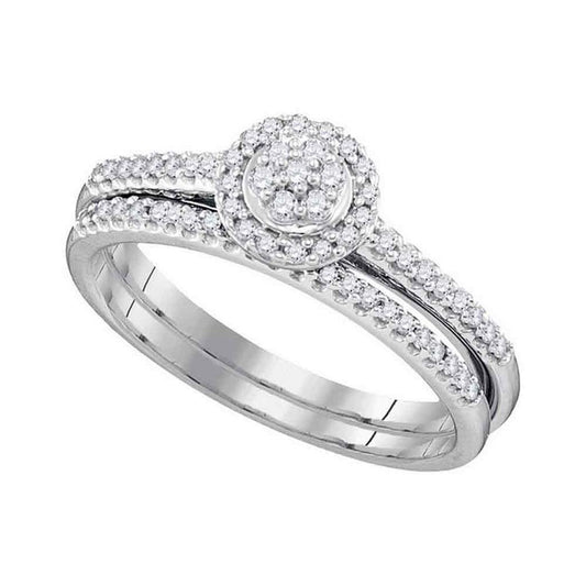 14k White Gold Diamond Bridal Wedding Ring Set 1/3 Cttw