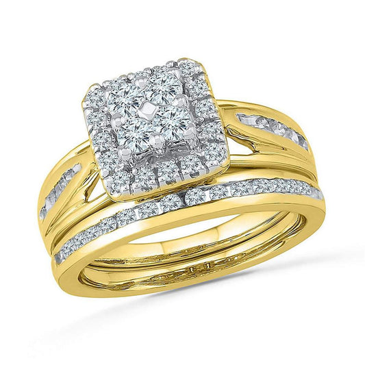 10k Yellow Gold Diamond Bridal Wedding Ring Set 1 Cttw