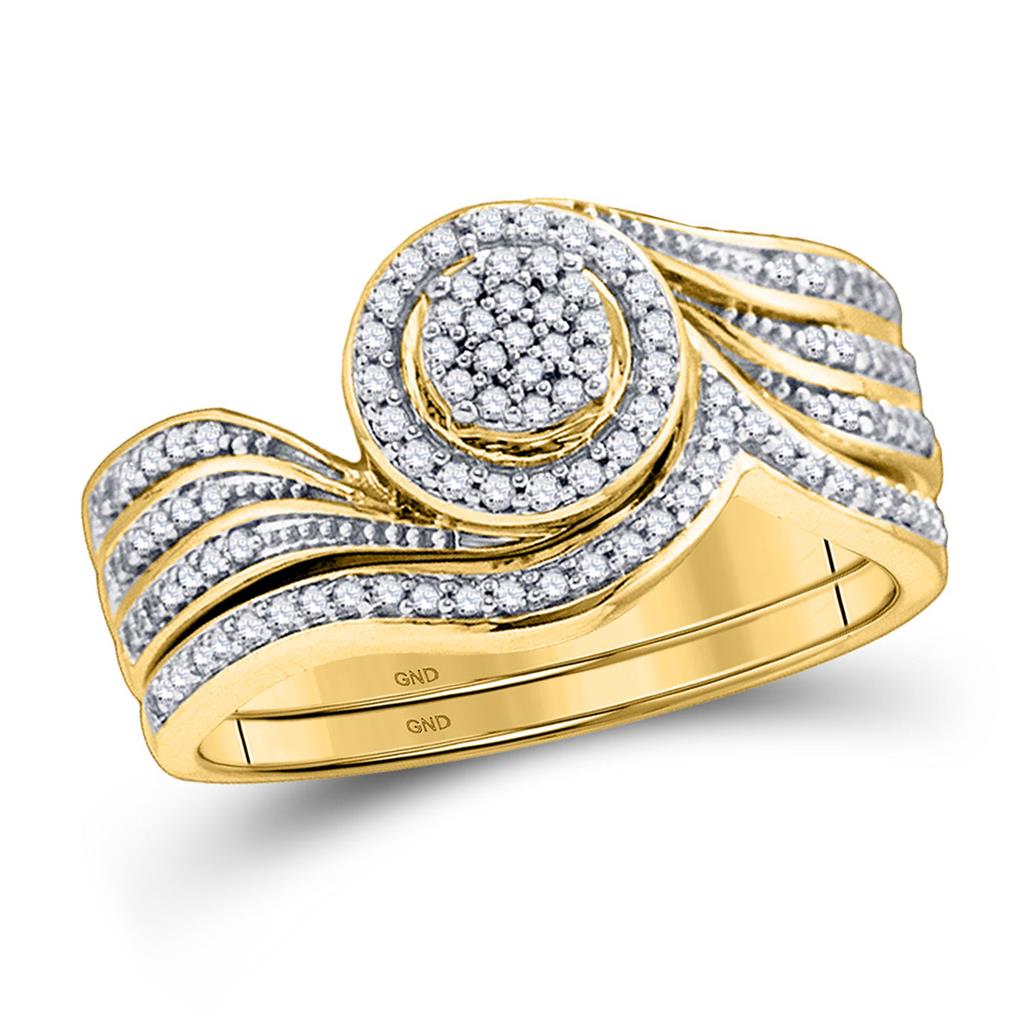 10k Yellow Gold Round Diamond Bridal Wedding Ring Set 1/3 Cttw