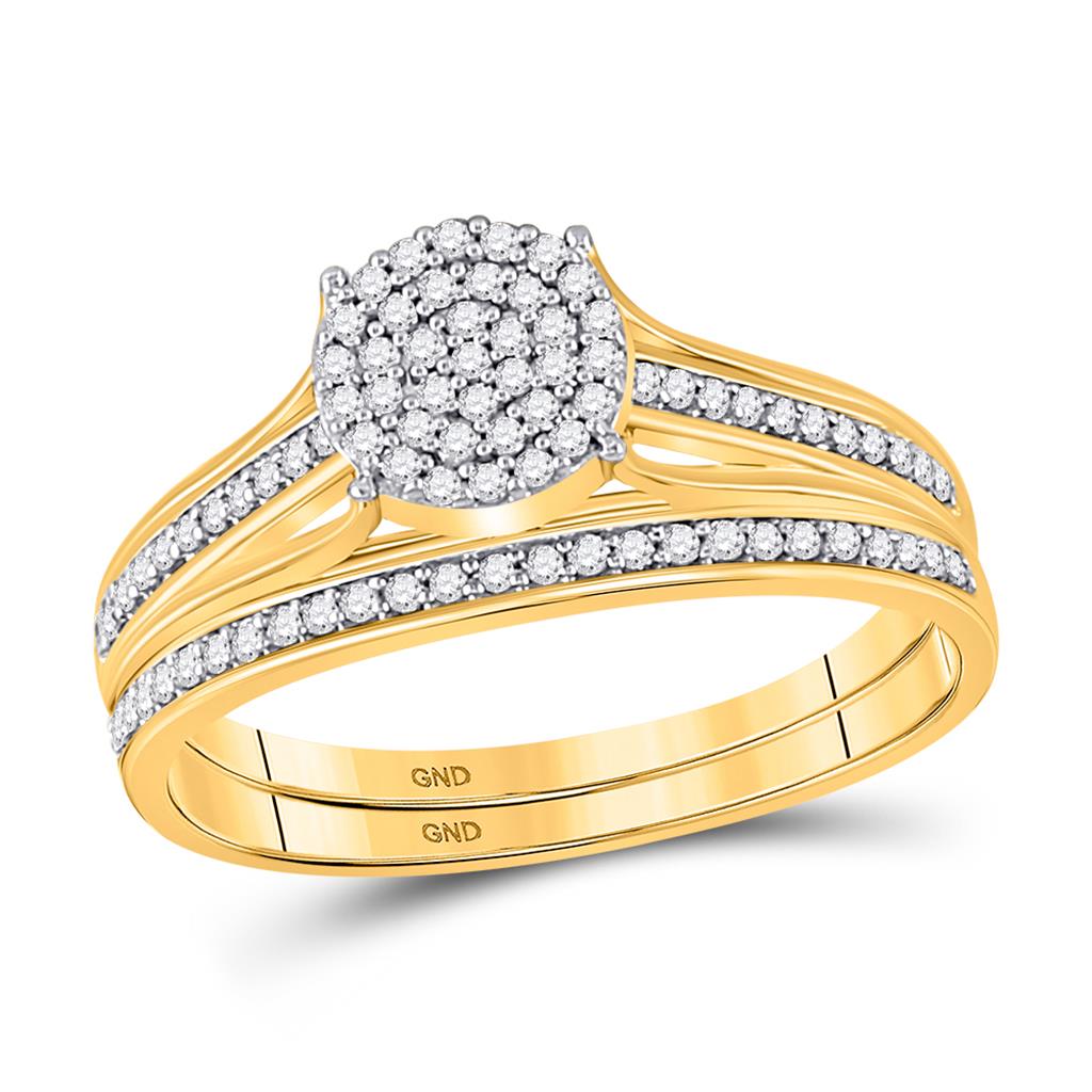 10k Yellow Gold Round Diamond Bridal Wedding Ring Set 1/3 Cttw